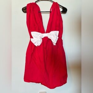 Day+Moon Bow Poplin Red mini dress